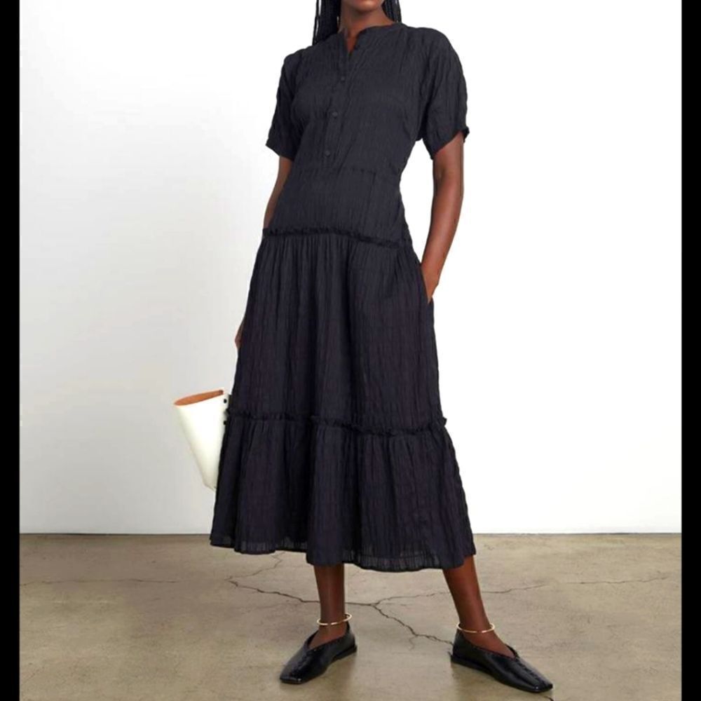 Who what wear collection Sue crinkled cotton jacquard dress, xsmall